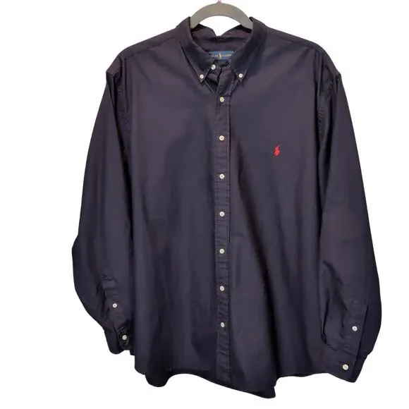 Ralph Lauren Men's Sz 3XB Navy Blue Button Down Shirt Long Sleeve Big & Tall - Picture 1 of 5